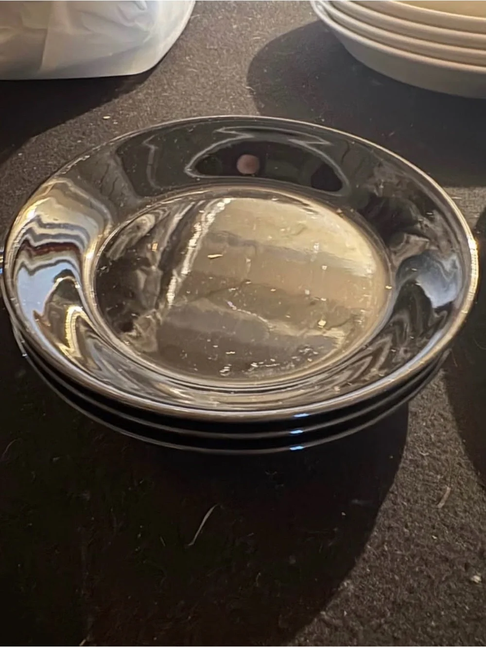 Black Gloss Ceramic plates and teacups - Set of 3